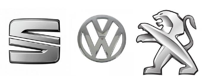 logos seat, volkswagen y peugeot logos seat, volkswagen y peugeot